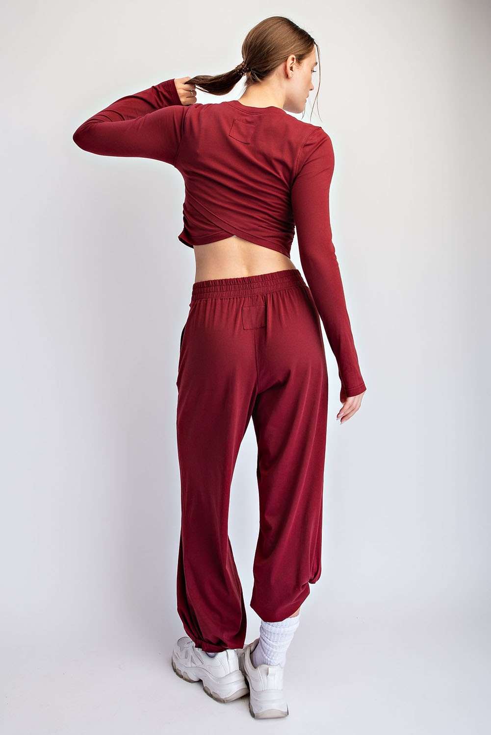 Winter Berry Cropped Long Sleeve Pant Set