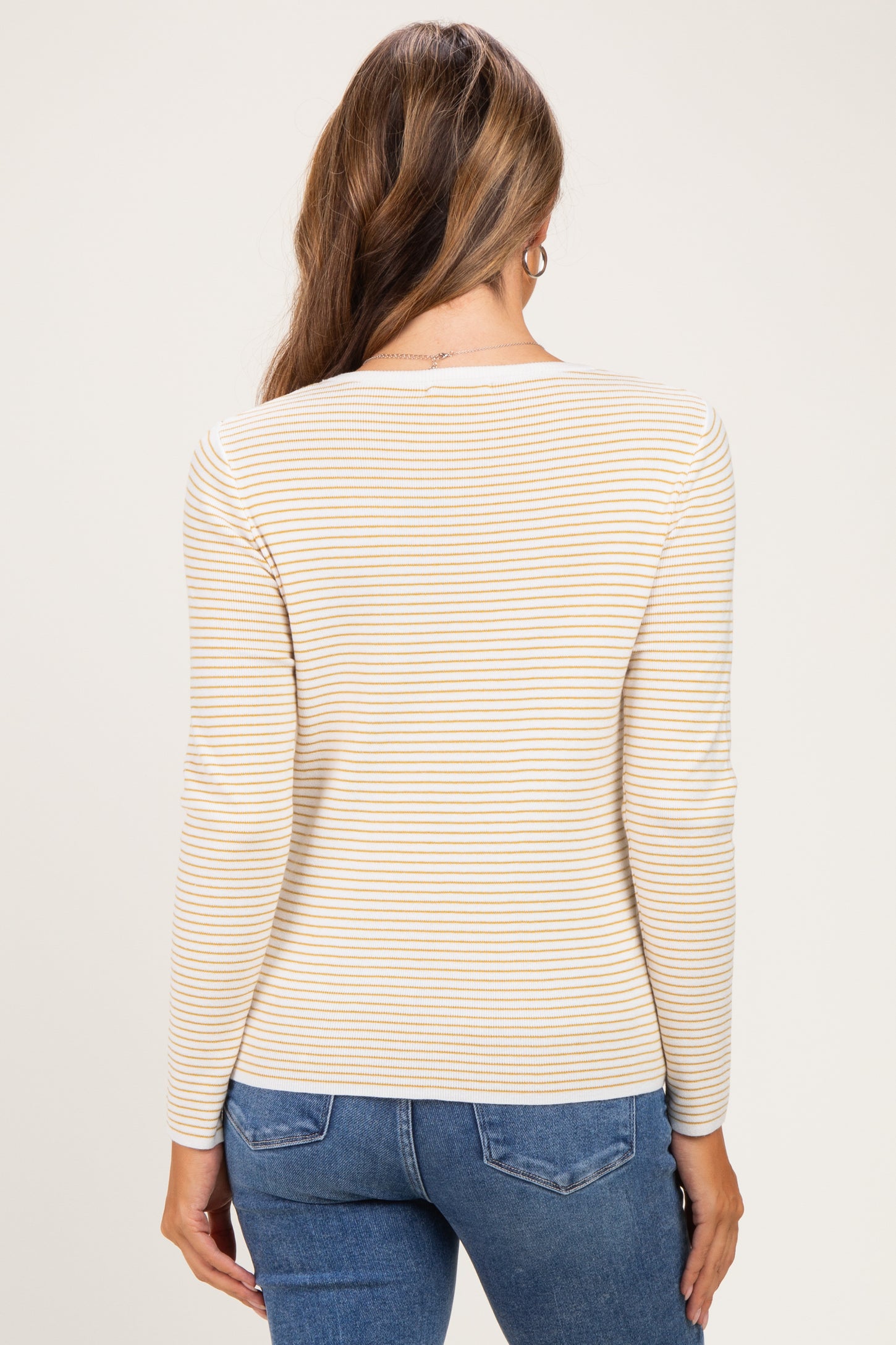 Ivory Mustard Basic Pinstripe Maternity Sweater