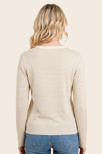 Ivory Mustard Basic Pinstripe Sweater
