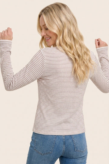 Ivory Copper Basic Pinstripe Sweater