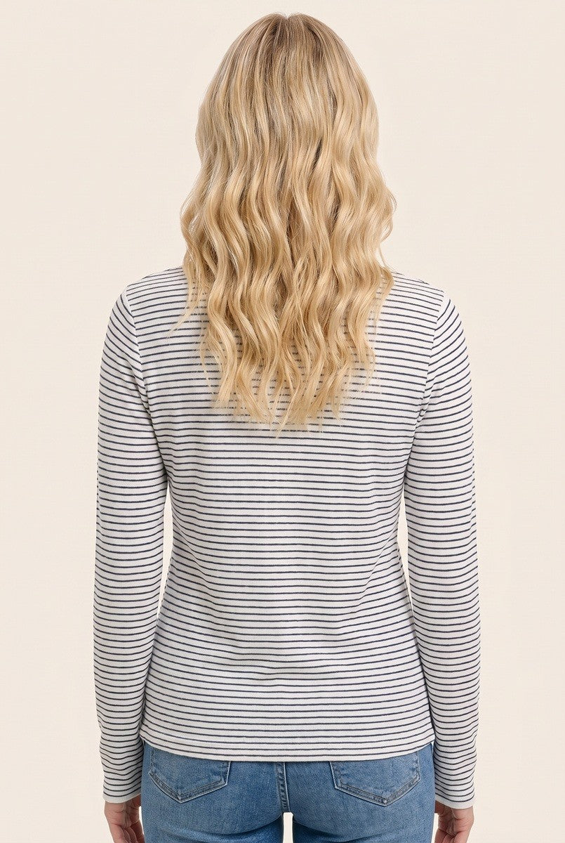 Ivory Navy Basic Pinstripe Sweater