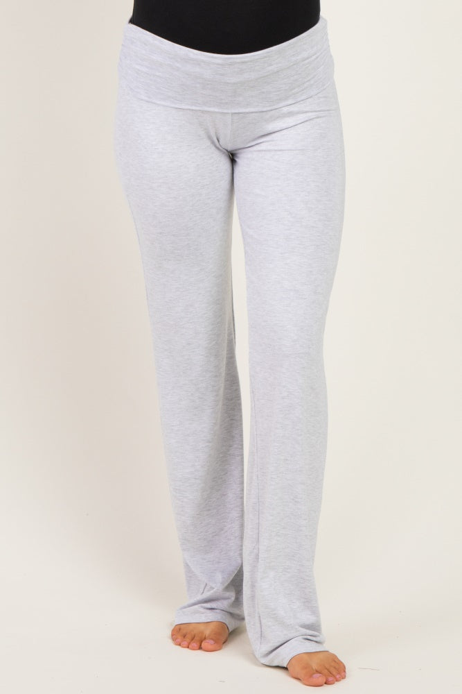 PinkBlush Heather Grey Foldover Maternity Lounge Pants