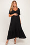 Black Flutter Sleeve Ruffle Hem Maternity Maxi Dress