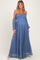 Light Blue Lace Off Shoulder Long Sleeve Maternity Dress