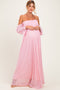 Pink Lace Off Shoulder Long Sleeve Maternity Dress