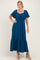 Teal Flutter Sleeve Ruffle Hem Maxi Dress