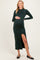 Hunter Green Mock Neck Front Slit Long Sleeve Maternity Maxi Dress