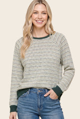 Hunter Green Muticolor Striped Long Sleeve Top