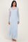 Light Blue Lace Mock Neck Long Sleeve Maxi Dress