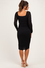 Black Long Sleeve Fitted Lace Maternity Dress