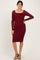 Burgundy Long Sleeve Fitted Lace Dress
