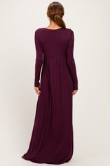 PinkBlush Burgundy Long Sleeve Draped Nursing Maxi Dress