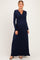 PinkBlush Navy Long Sleeve Draped Maternity/Nursing Maxi Dress