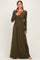 PinkBlush Olive Long Sleeve Draped Nursing Maxi Dress