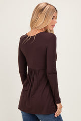 PinkBlush Brown Long Sleeve Draped Front Nursing Top