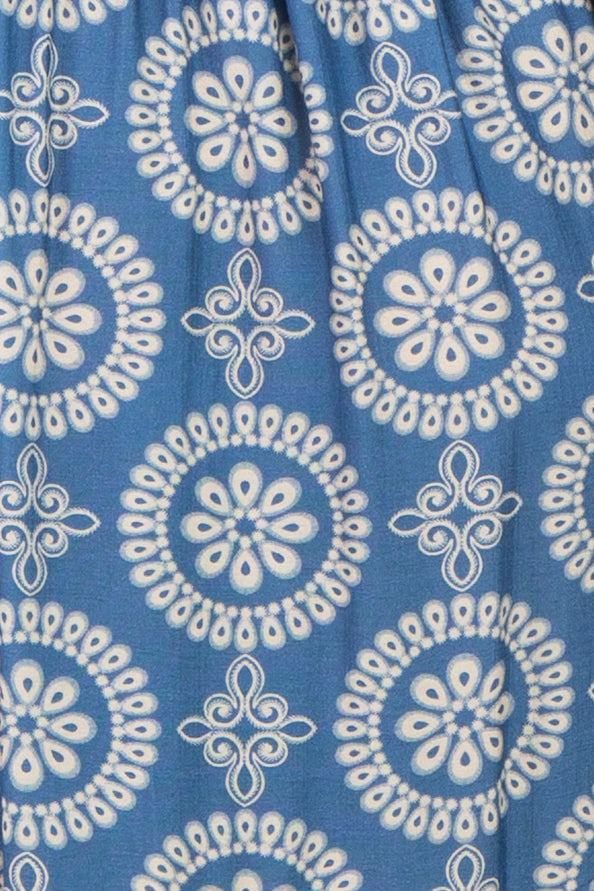 Dusty Blue Floral Lace Trim Maternity Maxi Dress