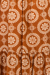 Brown Bronze Floral Lace Trim Maternity Maxi Dress