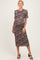 Brown Animal Print Mesh Maternity Midi Dress