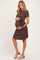 Brown Ribbed Short Sleeve Side Tie Maternity Mini Dress