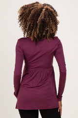PinkBlush Burgundy Long Sleeve Draped Front Maternity Nursing Top