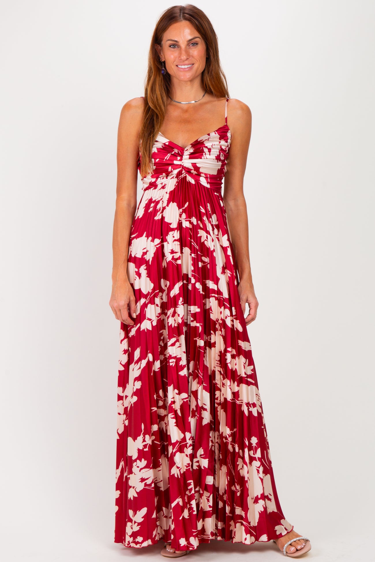 Wine Floral Sweetheart Maternity Maxi Dress