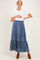 Denim Chambray Medium Wash Tiered Maternity Maxi Skirt