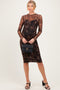 Black Animal Print Mesh Maternity Midi Dress