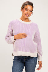 Lavender Two Tone Oversized Maternity Sweater