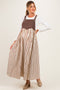 Chocolate Striped Colorblock Denim Contrast Maternity Maxi Dress