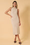 Oatmeal Turtleneck Sleeveless Midi Sweater Dress