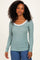 Mint Striped Long Sleeve Scoop Neck Top