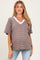 Taupe Striped Short Sleeve V-Neck Maternity Top