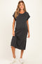 Charcoal Short Sleeve Ribbed Maternity Maxi Dress