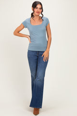 Slate Square Neck Cap Sleeve Top