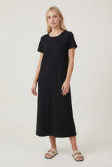 Black Side Slit Maternity Midi Dress
