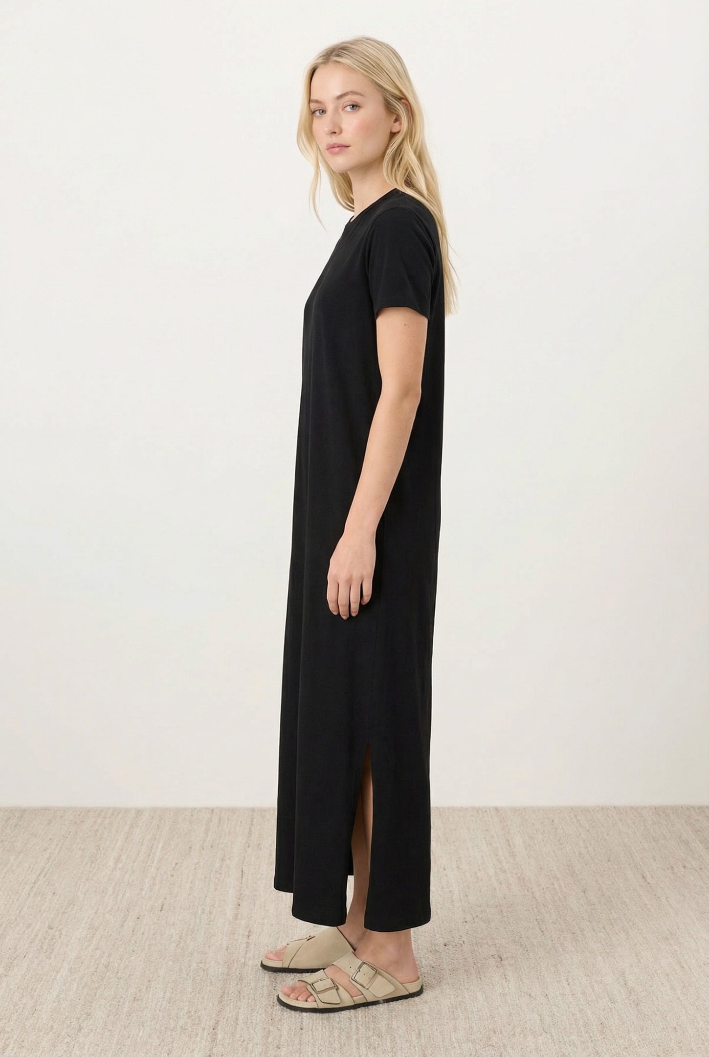 Black Side Slit Midi Dress