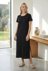 Black Side Slit Midi Dress