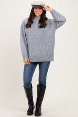 Heather Grey Mock Neck Oversized Sweater