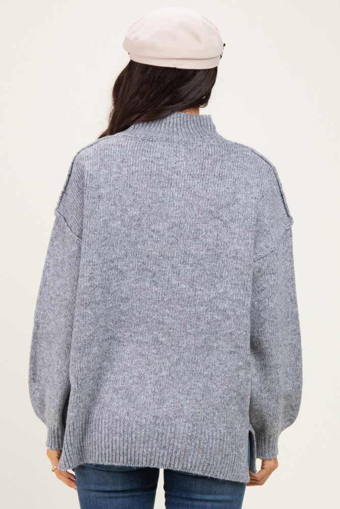 Heather Grey Mock Neck Oversized Sweater