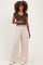 Oatmeal Contrast Waist Drawstring Maternity Pants