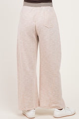 Oatmeal Contrast Waist Drawstring Maternity Pants