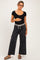 Black Contrast Waist Drawstring Maternity Pants