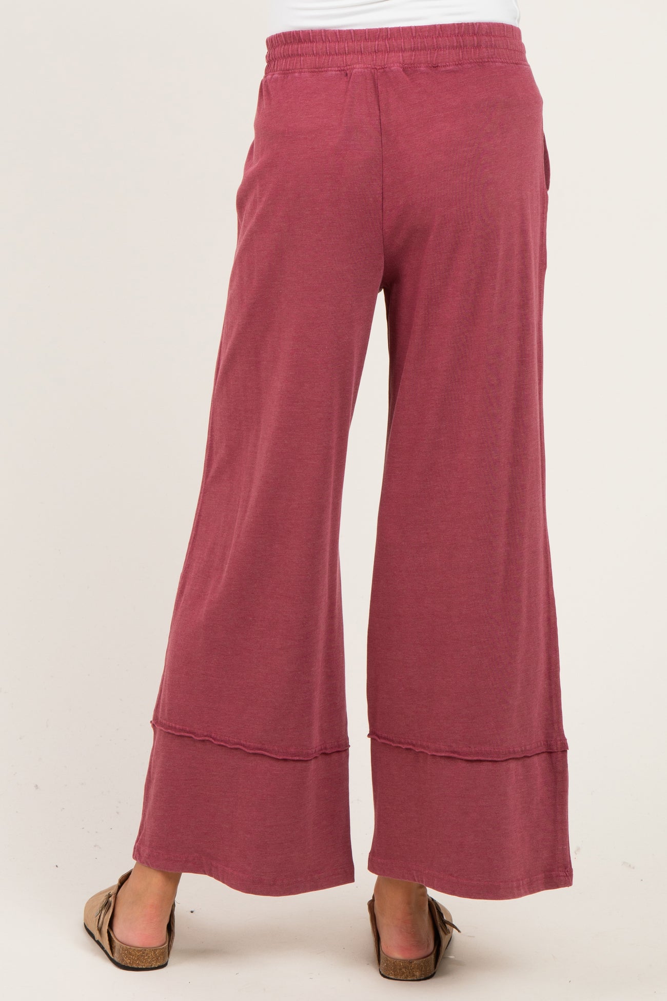 Crimson Mineral Wash Wide Leg Ankle Maternity Pants
