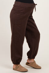 Espresso Terry Drawstring Maternity Joggers