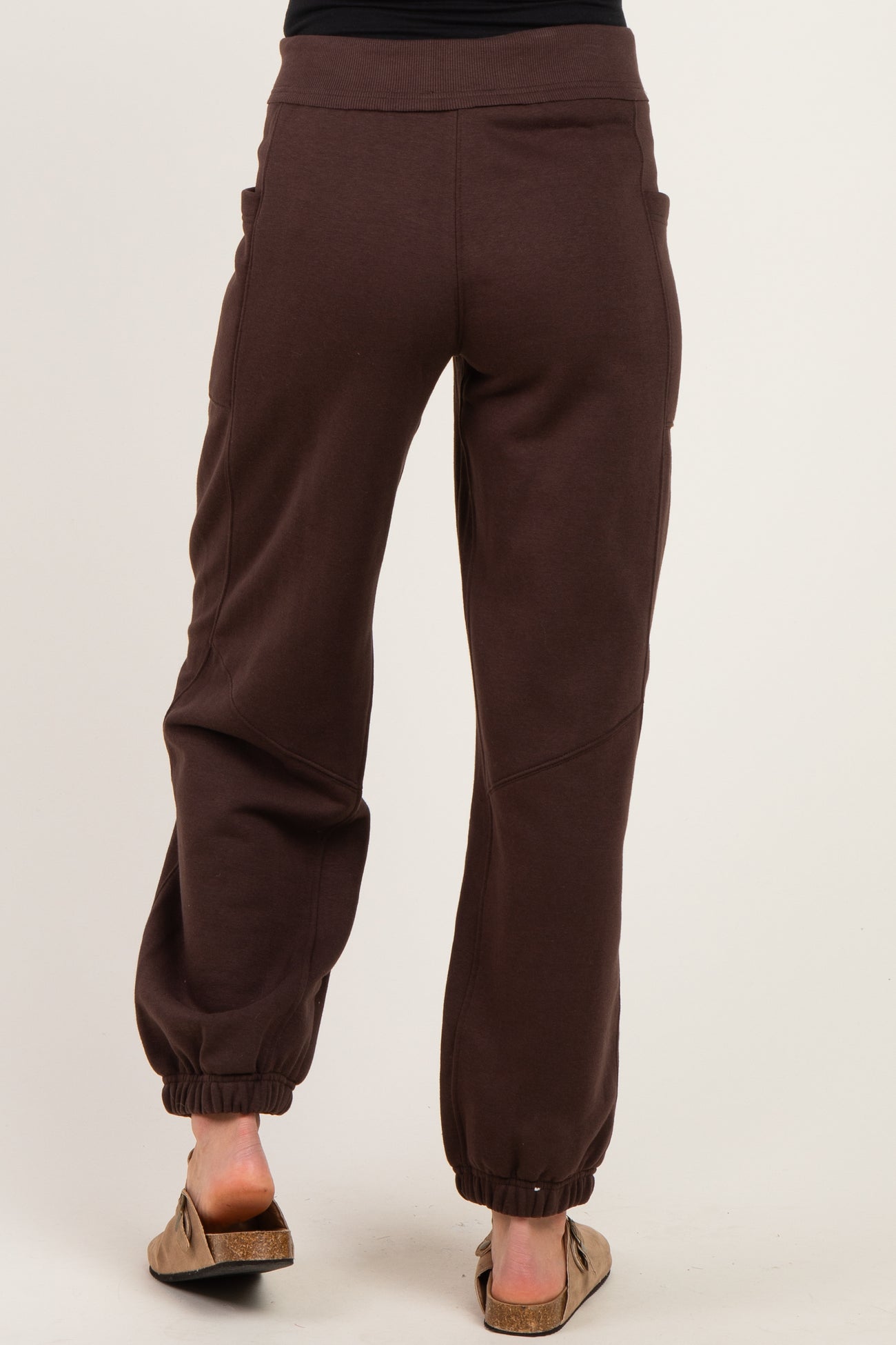 Espresso Terry Drawstring Maternity Joggers