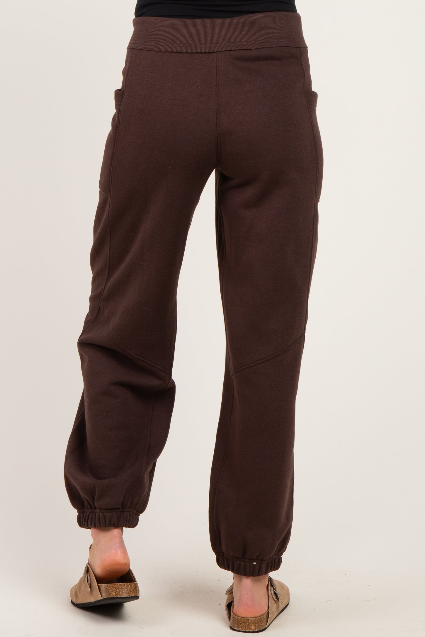 Espresso Terry Drawstring Maternity Joggers