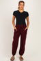 Dark Cherry Terry Drawstring Maternity Joggers