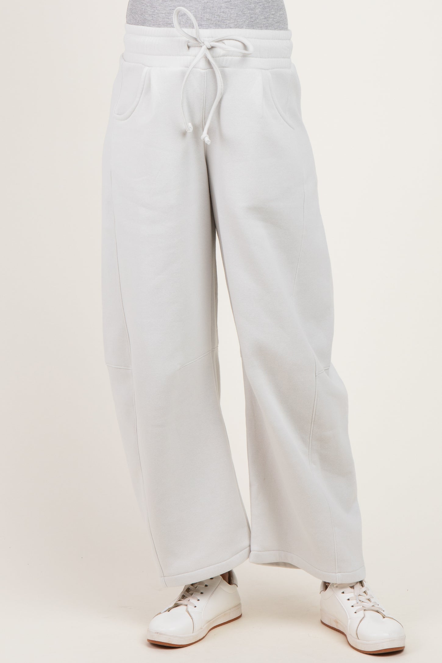 Bone Fleece Barrel Leg Maternity Sweatpants