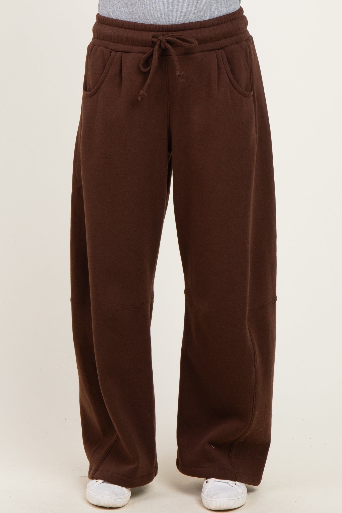 Chocolate Fleece Barrel Leg Sweatpants