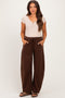 Chocolate Fleece Barrel Leg Maternity Sweatpants